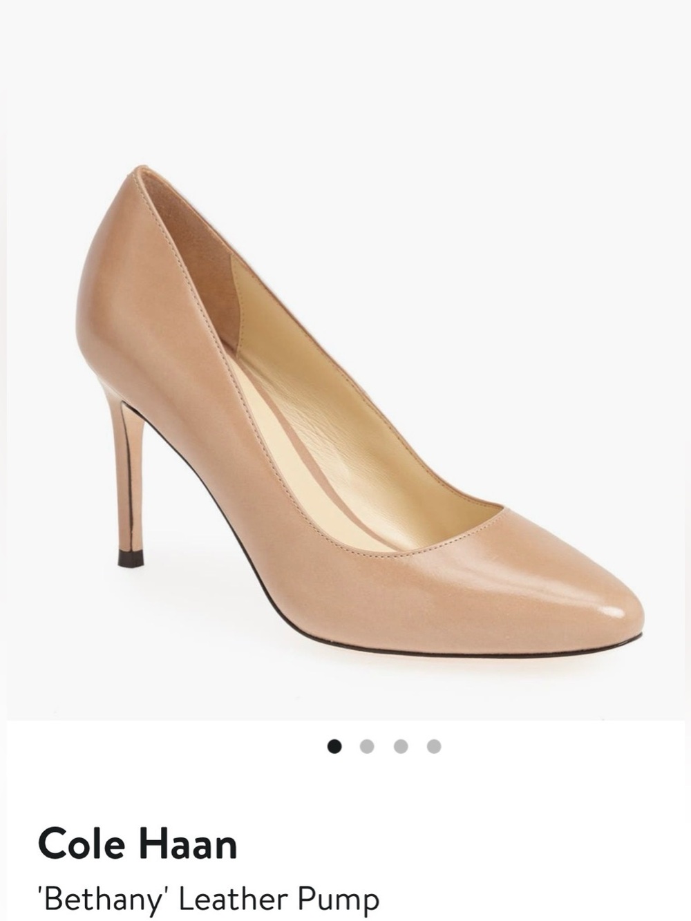 Cole Haan Nude Leather Pointed-Toe Pump